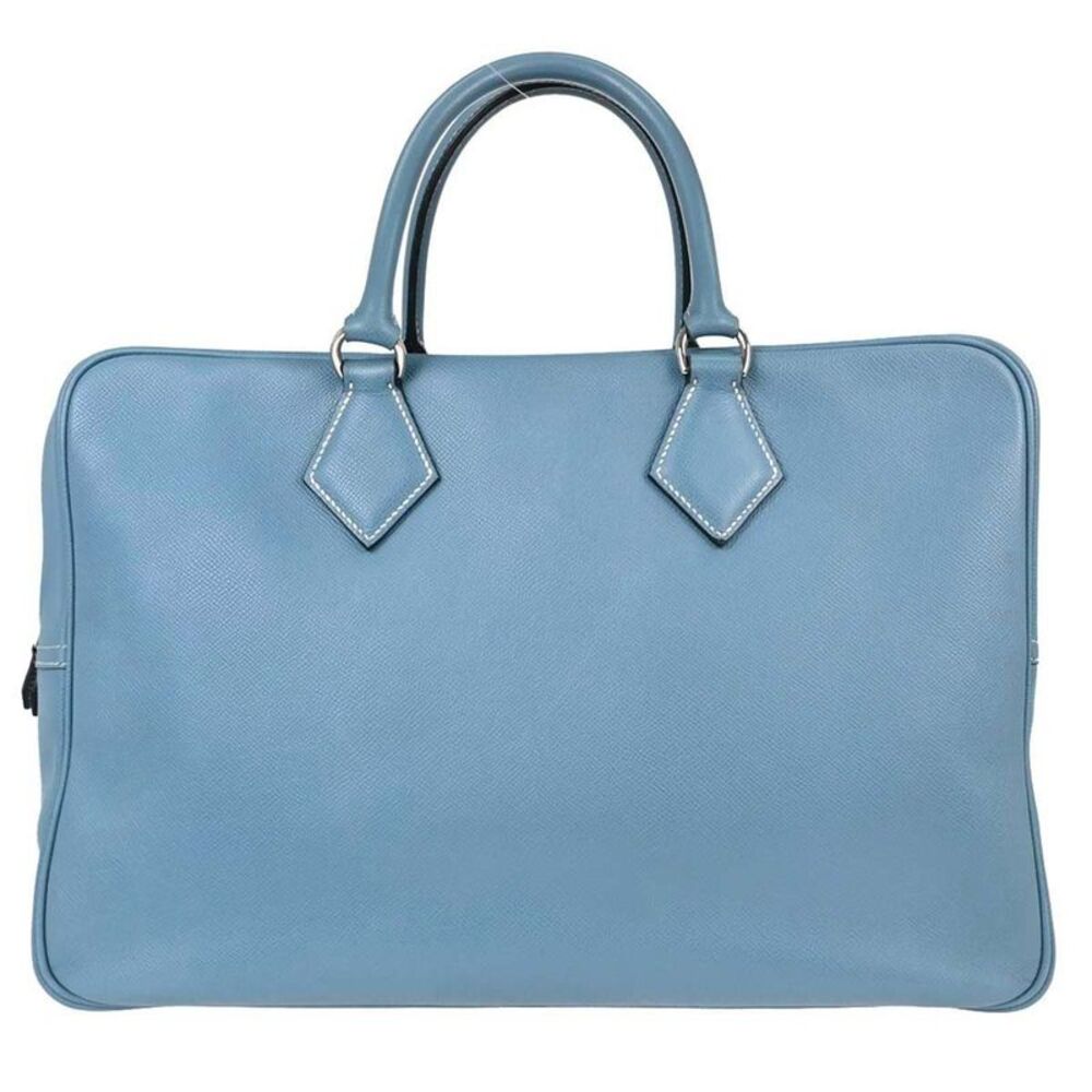 Hermes Plume Epsom Blue Leather Handbag